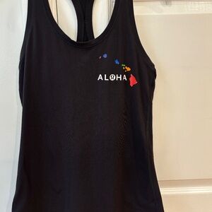 LULULEMON BLACK NULU RACERBACK TANK 8 LIMITED EDITION ALOHA GREAT CONDITION